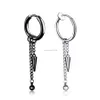 Clip on Stainless Steel Cone Earrings Chandelier Black Chain Tassel Hoop Earrings Ear Cuff for Women Men Fashion Jewelry Will and Sandy gift