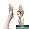Nieuwe stiletto-sandalen voor dames, zomer, Koreaanse stijl, spitse neus, halve pantoffels, halfhoge klinknagel