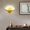 Vägglampa Kinesisk Individuell Modern Designer Koppar Gingko Leaf Led Flower Lights Decor Hem Living Room Aisle Bedroom Bedside