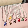 Chokers Korean Candy Color Cartoon Dog Puppy Pearl Beaded Necklace For Women White Baroque Choker Handmade Boho Summer Y2K Jewelry Morr22