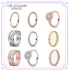 Clusterringen passen originele luxe real 925 Sterling zilveren authentieke panring voor vrouwen kristal kroon paar diy mode bruiloft sieraden