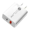 White Fast Quick Charging Dual Ports PD 12W 20W Eu US Ac Home Travel Wall Charger Plugs For Iphone 14 15 Ipad Htc Huawei Android phone