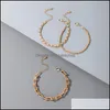 Cluster anéis jóias3pcs / sets trendy ouro cor liga de liga de metal pulseiras para mulheres oco geométrico ajustável jóias Aessórios entrega de queda