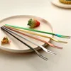 Stainless Steel Fruit Fork Long Handle Fruit Fork for Hotel Cafe Home Summer Party Beefsteak Forks Supplies