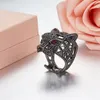 Ring Solid 925 Sier Sterling Leopard Head Finger Zirconia Cubic Panther Stones Animal Hollow Party Rings8802161