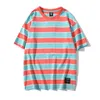 FGKKS män t-tröjor Stripe Print Högkvalitativa Mäns Brand Casual Short Sleeve Top Fashion Harajuku Man T-shirt 210629