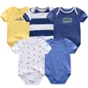 5Pcs High Quality Infant Jumpsuit clothes Short sleeves Boys' Clothing Set Newborn bodysuits Summer Body Baby girls 210309