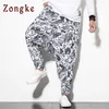 Zongke Chinois National Style Cross-Pantalon Hommes Lâche Hip Hop Pantalon Joggers Pantalon de survêtement Harem Printemps 210715