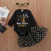 Baby Girl Письмо с длинным рукавом Хлопковый ползунок Сладкий костюм-платье 210528