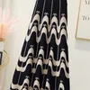 Tigena Уникальная печатная трикотажная юбка MIDI для женщин осень зима Винтаж полосатый линия высокая талия длинная юбка женских женщин 21120