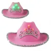 Szerokie brzegowe czapki Pink Cowgirl for Women Cow Girl with Tiara Neck Rysowanie String Feel Cowboy Costume Akcesoria Party Hat6634556