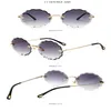 Sunglasses Gradient Custom Metal Shades Oversized Round Rimless Flower Women