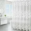 Bathroom Waterproof Shower Curtain Set With Hooks White Flower Vine Print Mildew Proof Curtains Translucent Bath Screen Decor 210915