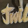 Nueva moda 925 plateado chapado en oro plateado moissanite nombre personalizado cartas colgantes con cadena de cuerda de cobre de 3 mm de 3 mm gratis