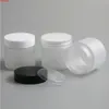 30st Tomt Clear Plast Round Cream Lotion Jar Bottle med svart Vit Lock Skruvlock 60g 60ml 2oz Kosmetisk prov ContainersHigh QualTity