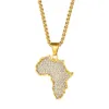 Colar com pingente de mapa da África para mulheres, homens, cor dourada, aço inoxidável, joias etíopes, mapas africanos inteiros, item Hiphop N1279 2109297998625