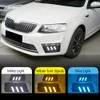 1 Set For Skoda Octavia RS A7 2016 2017 ABS 12V LED DRL Daytime Running Lights With turnning yellow signal Lamp