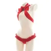 NXYセクシーセットサンタセクシーコスチュームクリスマスランジェリーセットかわいい中空点BIKINI BOWKNOT RUFFLEホルターネックブラフールブリーフアニメコスプレ1127