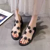 Sandals Summer Women Elegant Slides Heels Lady Fashion Flowers Flat Shoes Femme Casual Girls Wedges Platform 4cm Zapatos