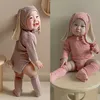 Baby Rompers rabbit ears hat socks Jumpsuits Ribbed Cotton Plain Bodysuits long sleeve Babies Jumpsuit Clothes M3852