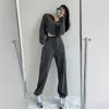 Houzhou Женские брюки Весна Серые спортивные штаны Jogger Fashion Track Хлопковые брюки для женского корейского стиля 210925