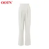 OOTN Beige Office Pants Trousers Women Autumn High Waist Pants Ladies Pleated Pockets Elegant AnkleLength Pants Fashion 201012