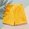 Sommer 3-teilige Kinder Unisex solide elastische Shorts für 4–9 Jahre Baumwolle kurze Hosen Kleidung 210528