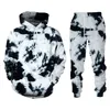 Nieuwe Mode Tie Dye Style Pullover Sweatshirt Hoodie en Broek Set Harajuku Mannen Dames Tracksuit Casual Herenkleding Pak G1215