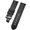 JAWODER Watchband 24mm Men Watch Bands Black Diving Silicone Rubber Strap Stainless Steel Deployment Buckle Clasp For Panerai LUMI239a