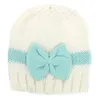 新生児の冬の温かいクロセット帽子かわいい手作り編み耳マフマフ幼児ニット帽子ボウノットキャップKBH345505426