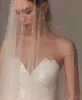 Voile de mariage de luxe fait à la main avec perles à 1 niveau, longs voiles de mariée romantiques, longueur cathédrale 3 mètres, tulle doux pour mariée, bord coupé avec 270C