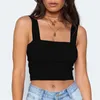 Sexy Crop Tops Женщины Мода Сплошная Летняя Пляж Партия Жилет Повседневная Без Рукава Квадрат Шея Bodycon Бак Топ Дамы короткие 210526