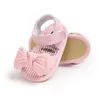 Sandales Born Baby Girls Bowknot Anti-dérapant Bout ouvert Semelle souple Prewalker Summer Berceau Chaussures Couleur unie Plat Premier marcheur