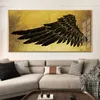 Moderna astratta Golden Feather Wing Wall Art Canvas Painting Gallery Poster e stampe per la decorazione domestica di interni del soggiorno