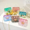 baby meisjes parel mini handtassen kinderen schattige snoep kleuren transparante ketting een schouder jelly tas kinderen rhombus prinses messenger bags F489