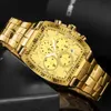 WWOOR Luxury Gold Square Watch Men Military Sports Quartz Waterproof Wristwatches Fashion Chronograph Relogio Masculino 210527
