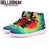 Scarpe J Balvin 1s High og Men Basketball Jumpman 1 Colores Y Vibras Tie Dye Multi-Color Rainbow Donne Sneakers taglia36-47,5
