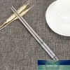 New 1 Pair Stainless Steel Chopsticks Length White Flower Patters Food Sticks Portable Reusable Chopsticks chinese 23 cm 819 Factory price expert design Quality