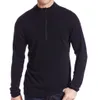 Man New Brand 100% Pure Fine Merino Wool Men Mid weight 1/4 Zip Out door Base Layer Warm Thermal Long Sleeve Clothes Shirt Tops 210317