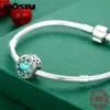 WOSTU Real 925 Sterling Silver Radiant Snow Green Crystal Beads Fit Original Wst Charm Bransoletka Biżuteria Prezent CQC308 Q0531
