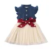 Vêtements pour enfants en bas âge bébé filles veste en jean à manches courtes hauts à pois slip robe en couches ensemble 2-6 ans automne printemps tenue d'été Q0716