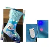 Cute Luminous Christmas Stockings Family Xmas Tree Decoration Fireplace Hanging Stocking Candy Gift Bag Santa Snowman Holiday Season Party Decor HY0132