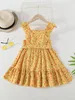 Toddler Girls Ditsy Floral Ruffle Trim Belted Cami Dress SHE