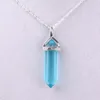 Natural Crystal Stone Quartz Glass Silver Plated Pendant Necklaces With Chain Fashion Jewelry For Women Men Party Club Decor Accessories