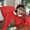 Noel Hoodies Kadınlar Ceket Tops Sonbahar Ve Kış Kapüşonlu Kırmızı Kazak Yıl Giyim Kadın Artı Kadife Kalınlaşma 210526
