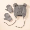 Children's Chapéu de Pigtail Luva Defina Quente Proteção Kid's Kid's Chapéus Knitted Luvas Moda Acessórios