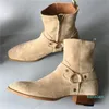 Hombres Martin Botas de cuero genuino Strap de cuero zapatos de cuero