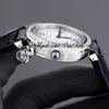 OF WJPA0014 35 mm 1847MC automatisch dameshorloge dames SS diamanten ring zilveren wijzerplaat nummermarkering blauw leer beste editie PTCAT Puretime d4