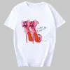 Kadın 2020 Yaz Kısa Kollu Çiçek Ayakkabı Moda Lady T-Shirt Üst T Gömlek Bayanlar Bayan Grafik Kadın Tee T-shirt X0527