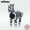 Wostu Design Real 925 Sterling Silver Zebra馬動物ビーズフィットオリジナルチャームブレスレット用女性ファッションジュエリーギフトFIC550 Q0531